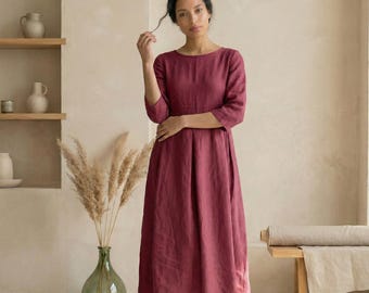 Linen maxi dress women, Loose linen dress, Relaxed linen dress, Summer linen dress, Casual linen dress, Long linen dress,Natural linen dress