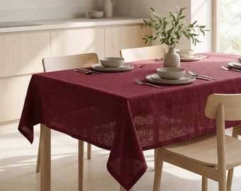 100% Natural linen tablecloth, Rectangular linen tablecloth, Linen wedding table cloth, Rustic linen tablecloth, Kitchen tablecloth