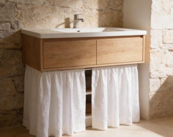 Linen sink skirt curtain, Linen hideaway curtain, Linen dishwasher skirt, Washing machine curtain, Linen cabinet cartain,Custom sink curtain