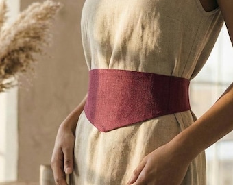 Linnen corsetriem, riem voor dames, brede stoffen riem, stoffen tailleriem, Victoriaanse puntige tailleriem, riem onderborst, grote maten damesriemen