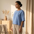 100% Linen cropped top, Loose linen tops, Linen T-shirt women, Linen crop top women, Linen summer top womens, Linen tops plus size product logo