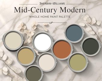 Paleta de colores de pintura para toda la casa de estilo moderno de mediados de siglo