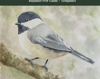 Tutorial de acuarela de carboneros en PDF / Guía de pintura para principiantes con plantillas (Descarga digital)