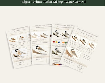 Watercolor Cheat Sheet Bundle – Printable Guides for Edges, Values, Color Mixing & Water Control