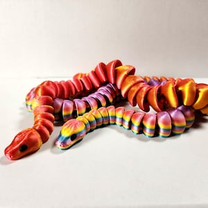 Ball Python Snake 3D Printed Articulated Fidget Snake - Many Color Options and Sizes
