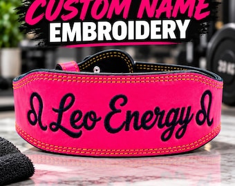 Custom Weightlifting Belt Personalized Leather Lifting Belt Name Embroidery Powerlifting Gym Belt Gift for Lifters