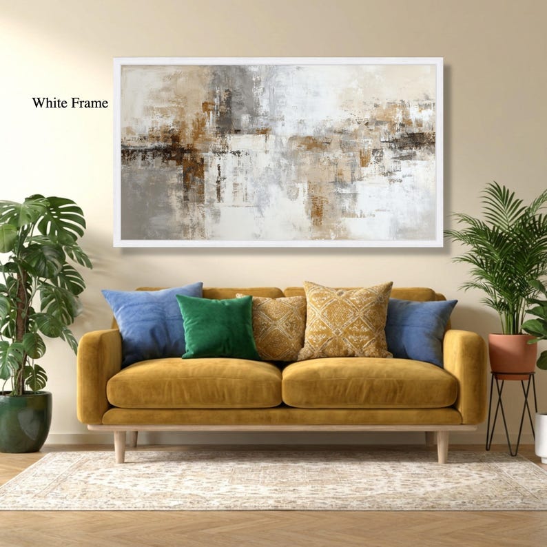 Neutral Tones Abstract Canvas Wall Art, Modern Painting, Beige Brown ...