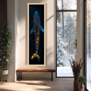 Verlichte walvishaai canvas muurkunst, decor onderwater zeeleven, oceaangloed ontwerp, nautische muur hangen, diepzee canvasafdruk afbeelding 6