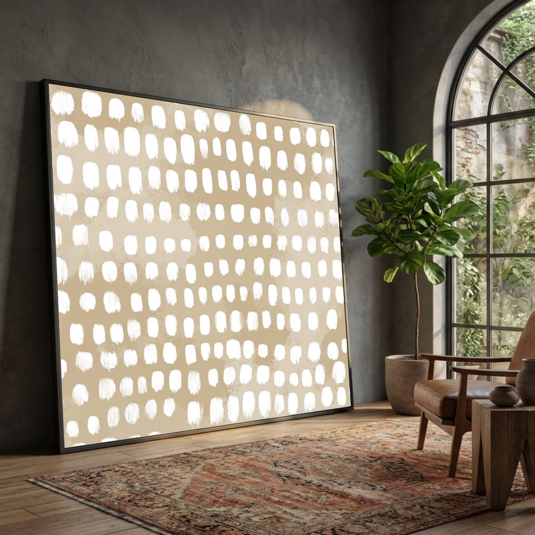 Neutral Abstract Pattern Canvas, Modern Minimalist Wall Art, Beige ...