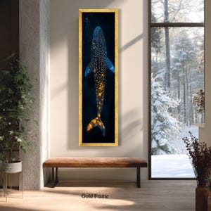 Verlichte walvishaai canvas muurkunst, decor onderwater zeeleven, oceaangloed ontwerp, nautische muur hangen, diepzee canvasafdruk afbeelding 2