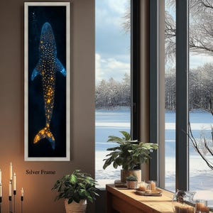 Verlichte walvishaai canvas muurkunst, decor onderwater zeeleven, oceaangloed ontwerp, nautische muur hangen, diepzee canvasafdruk afbeelding 7