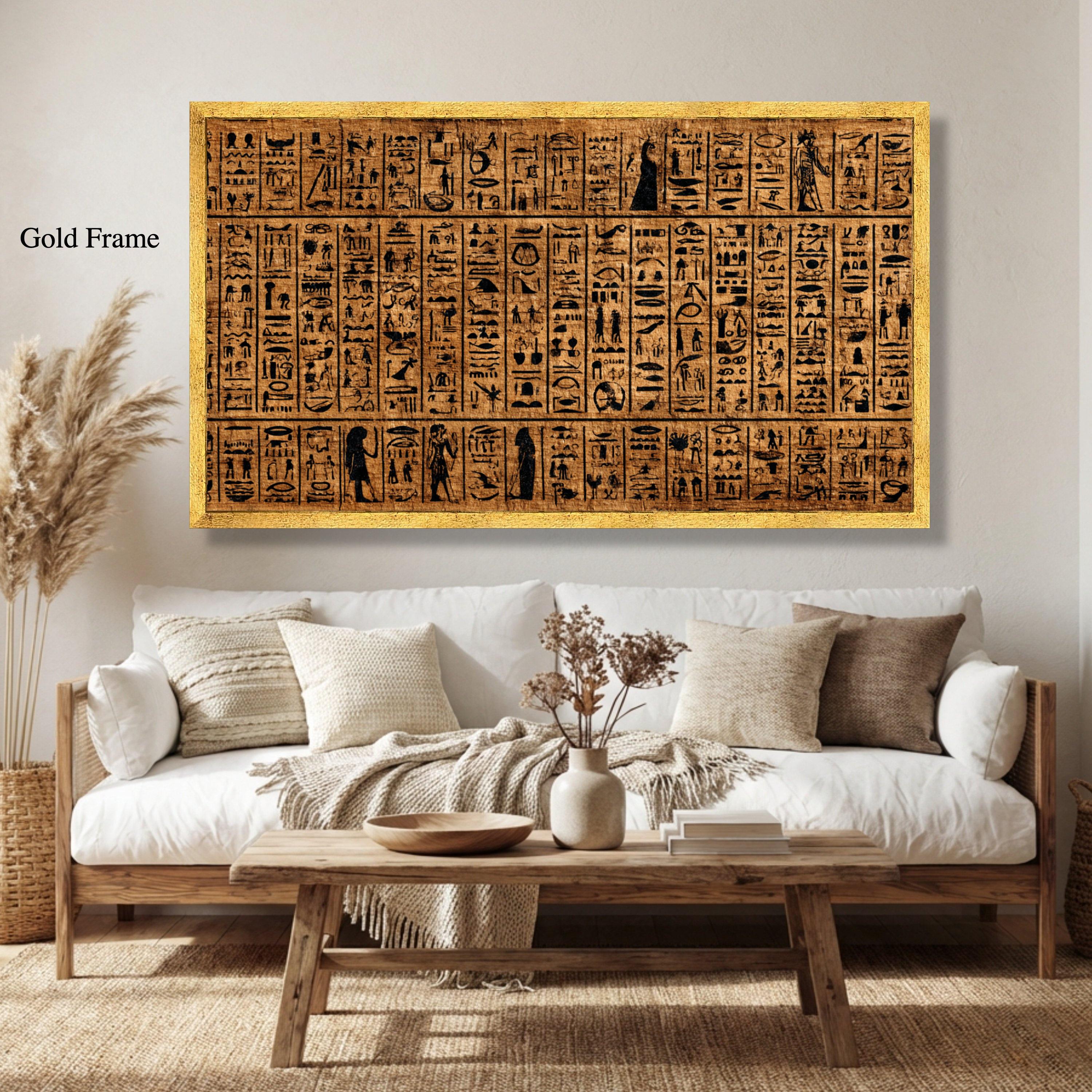 Ancient Egyptian Hieroglyphs Canvas Wall Art, Vintage Papyrus Script ...