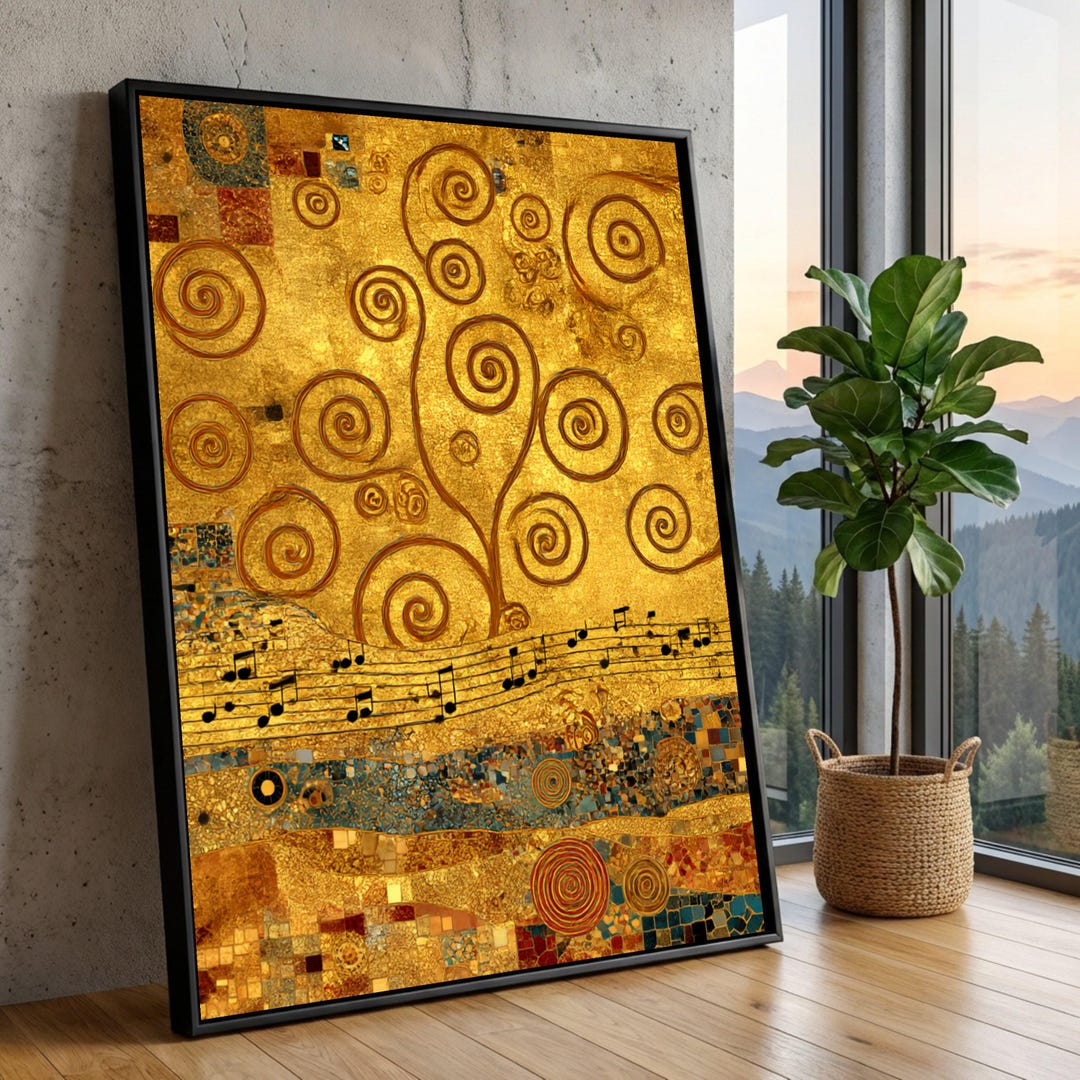 Gustav Klimt Golden Tree of Life Canvas, Abstract Swirl Art Print ...