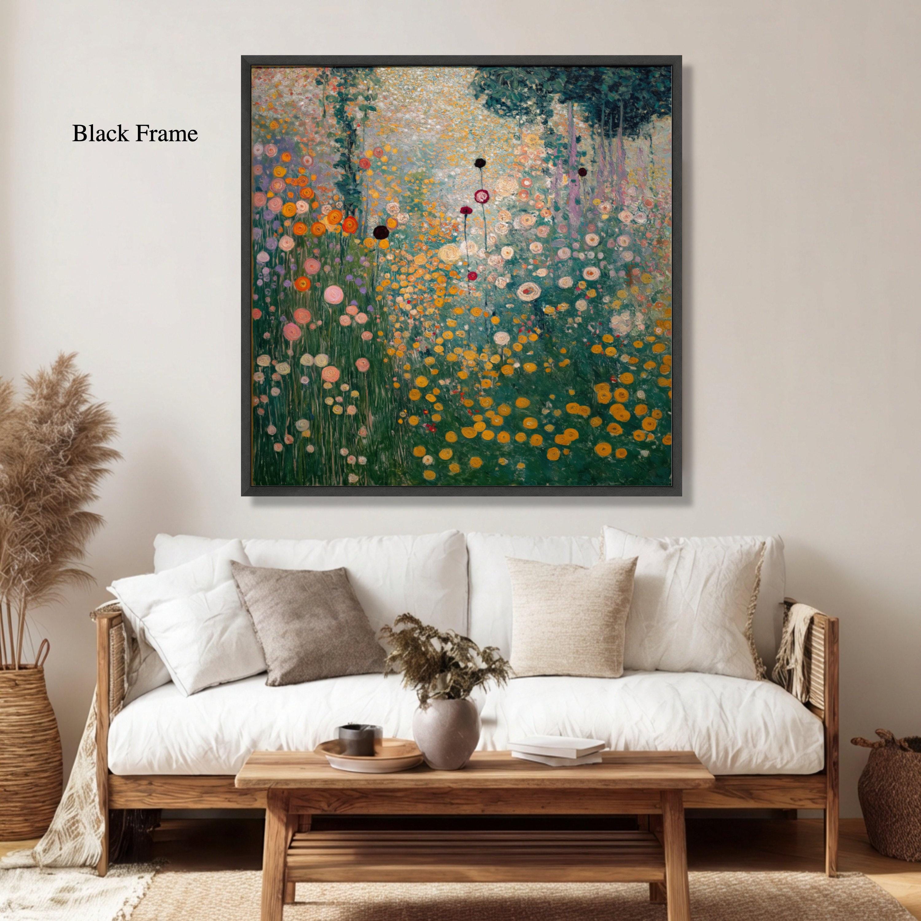 Gustav Klimt Floral Garden Canvas Wall Art, Colorful Flower Meadow ...