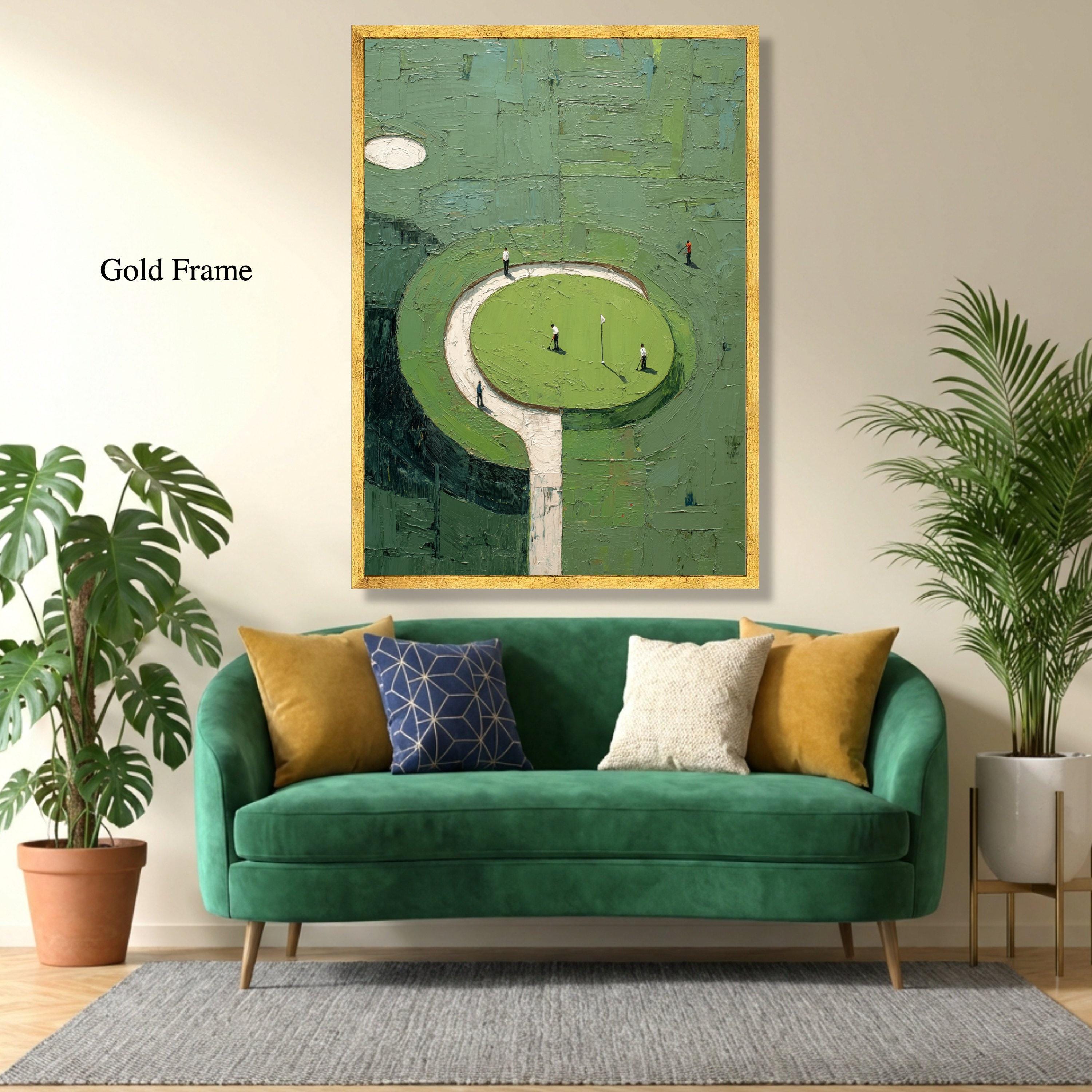 Abstract Golf Course Canvas Wall Art, Minimalist Green Landscape ...