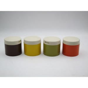 Vintage Tupperware Spice Containers Set Of 4 Stackable Shakers In Yellow Brown Green & Orange