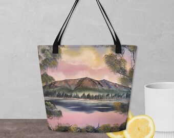 Katahdin at Dusk - All-Over Print Large Tote Bag 16x20