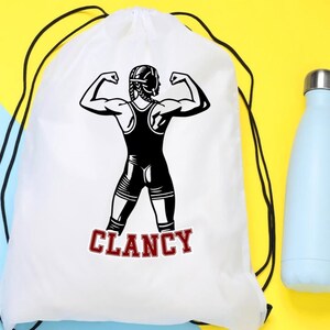 Bolsa con cordón personalizada para niñas para lucha libre - Almacenamiento de equipo deportivo de gimnasio con nombre y número personalizados