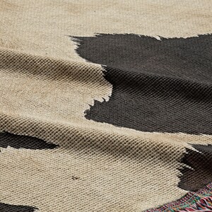 Cowhide Woven Blanket, Western Cow Print Throw, Ranch Decor, Farmhouse Blanket, Rustic Brown and Cream Cow Pattern