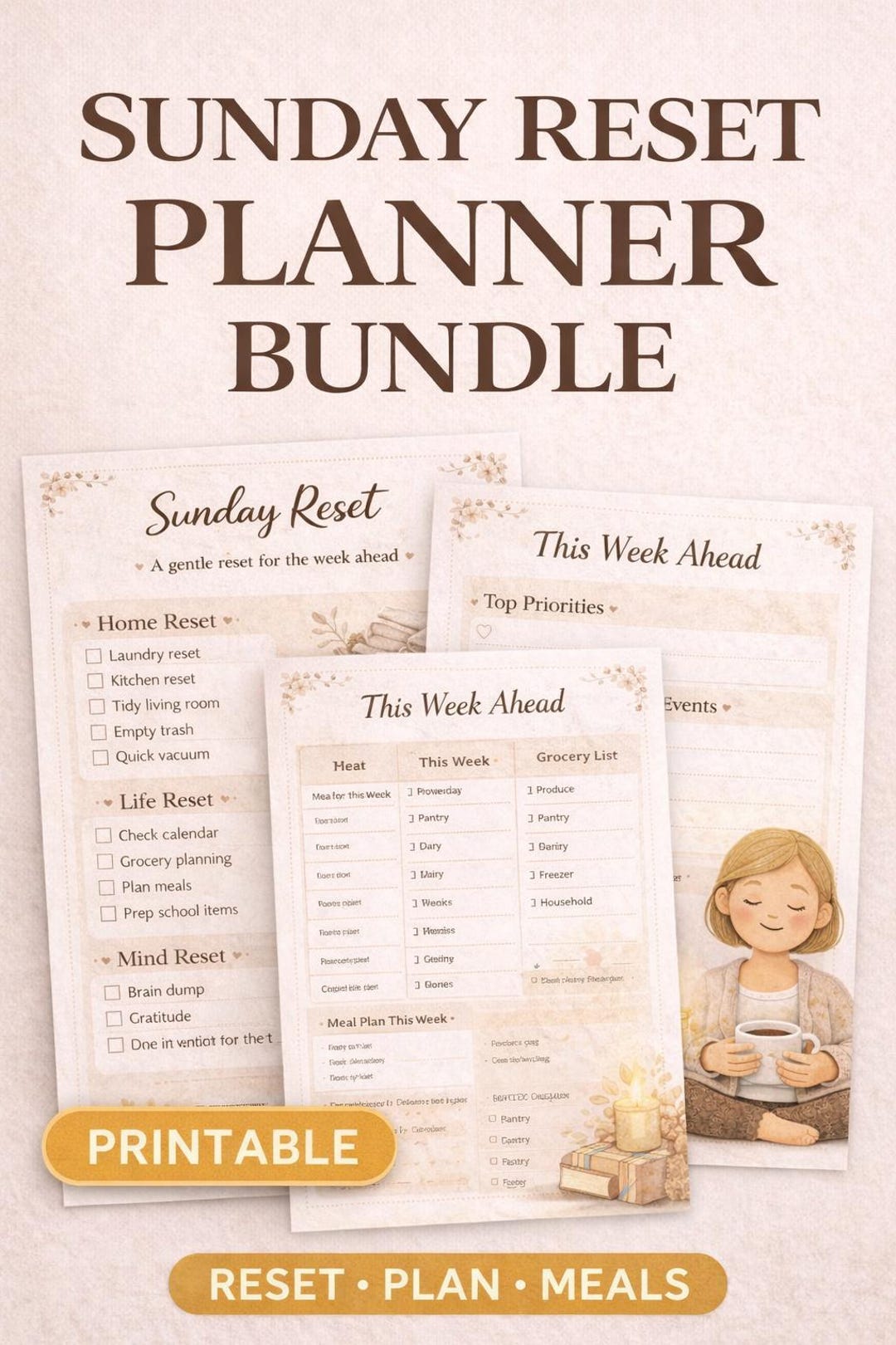 Sunday Reset Checklist Printable | Weekly Reset Planner | Sunday ...