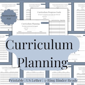 Pianificatore del curriculum per l'istruzione domiciliare stampabile / Fogli di lavoro per la pianificazione e il monitoraggio del curriculum / Pagine per raccoglitore dell'organizzazione dell'istruzione domiciliare in PDF / Note modificabili
