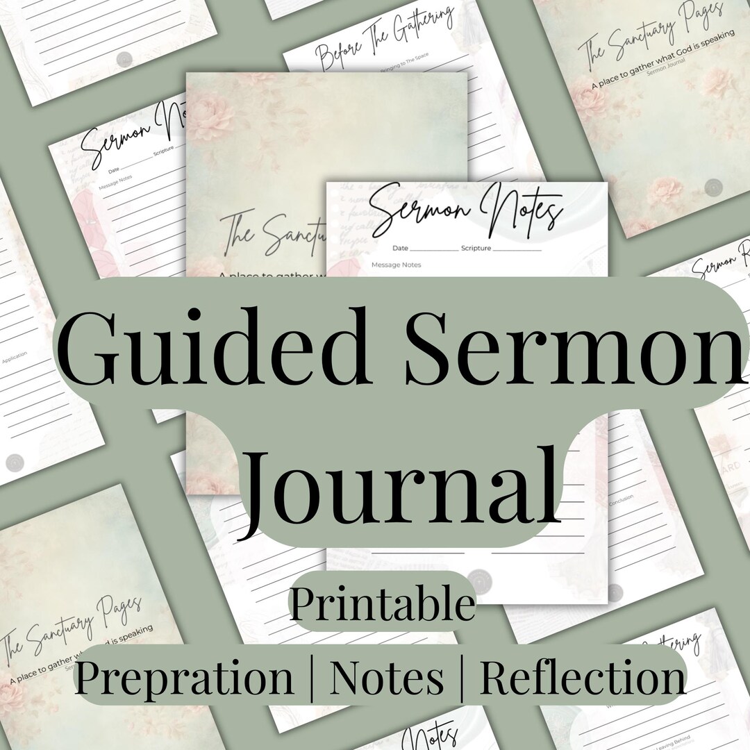 Guided Sermon Journal Printable | Christian Planner, Notes, Reflection ...