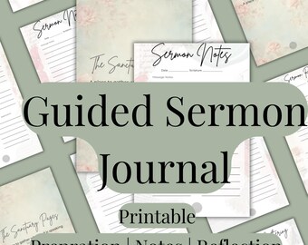 Geführte Predigt Journal Printable | Christlicher Planer, Notizen, Reflection (Digitaler Download)