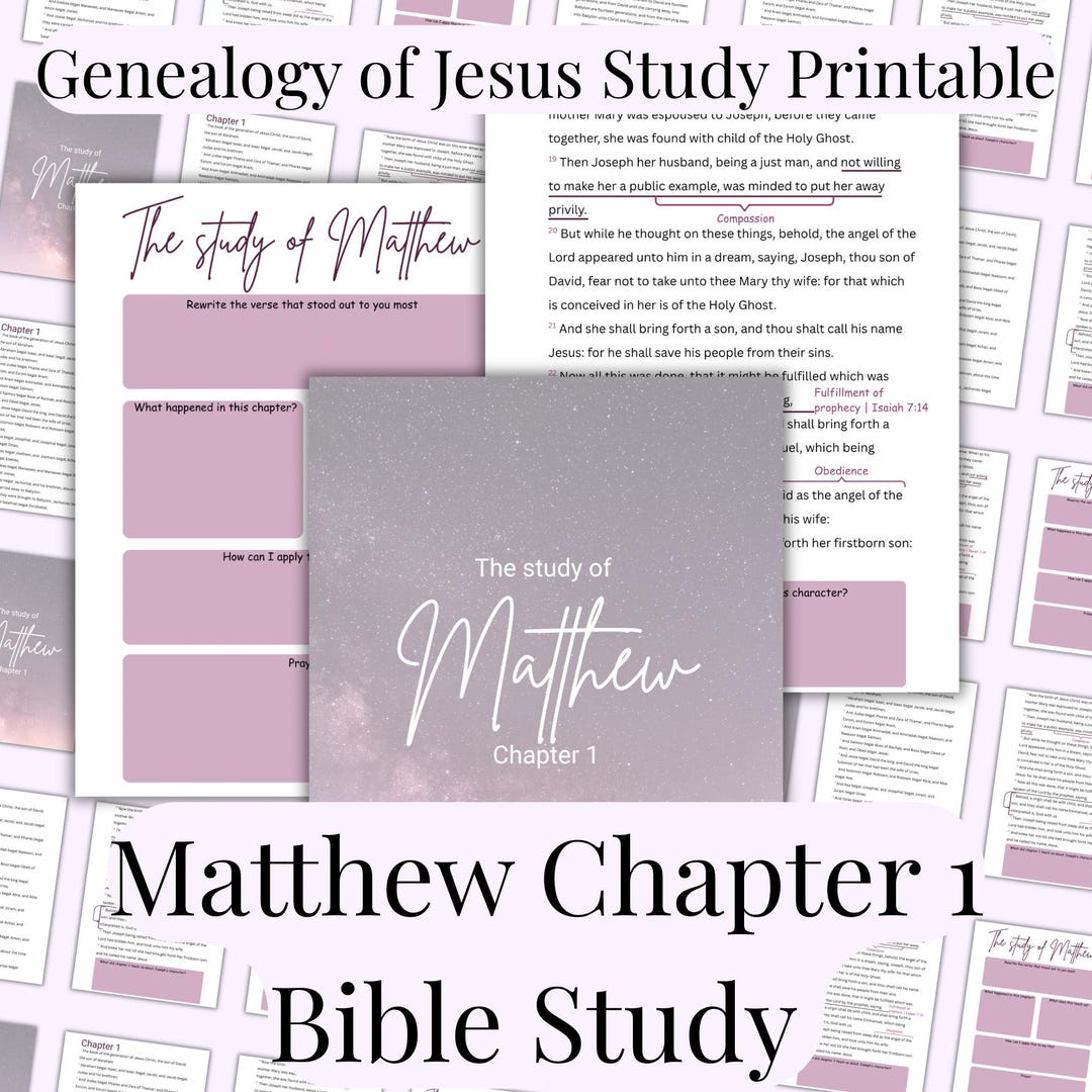 Matthew Rees Worksheet Matthew Chapter 1 Bible Study Printable | Guided Scripture Worksheet ...