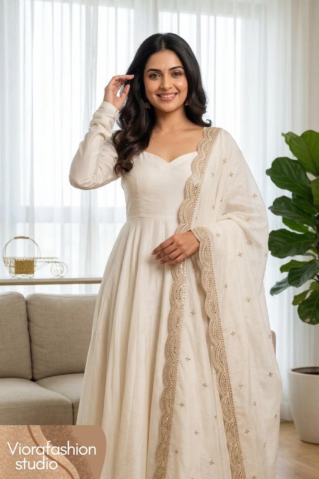 White Anarkali Dress - Etsy