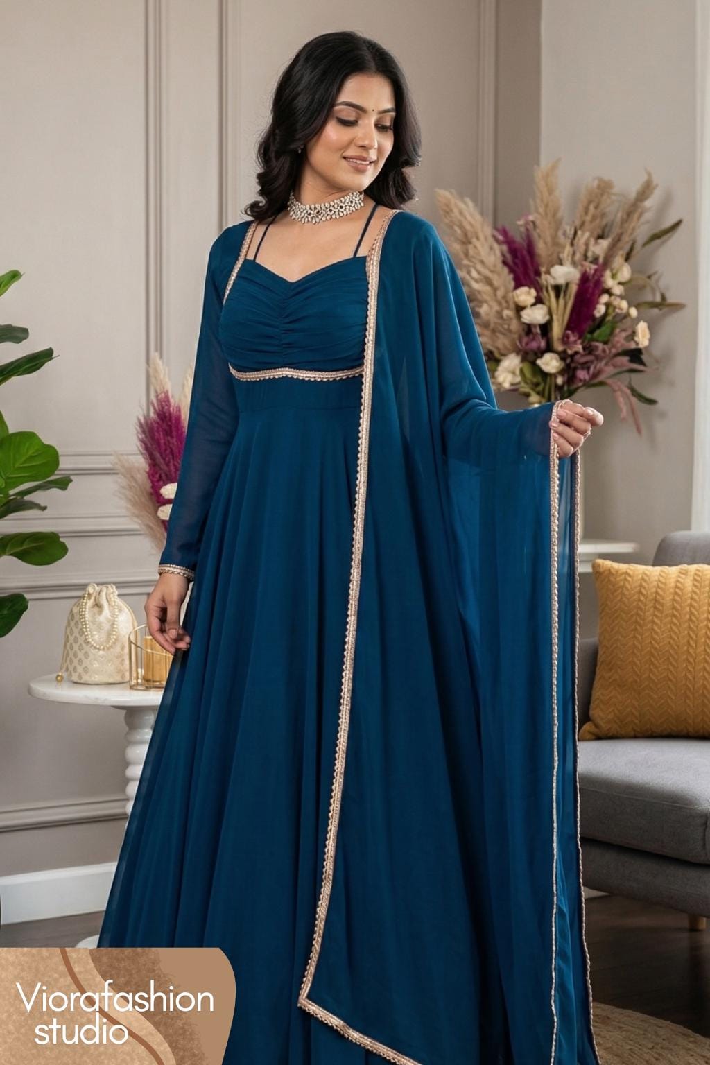 slim fit dress slacks Buy Lorenvalley Fashion Red Heavy Soft Georgette With Embroidered Work  Fully Flared Anarkali Pant With Dupatta Set main image 0