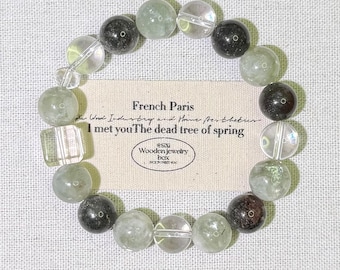 Bracciale in quarzo smeraldo fantasma verde – Pietre preziose curative naturali, regalo per gli amanti della natura