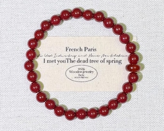 Bracciale con perline di cinabro rosso / Pietra preziosa da 6 mm, protezione, amuleto portafortuna