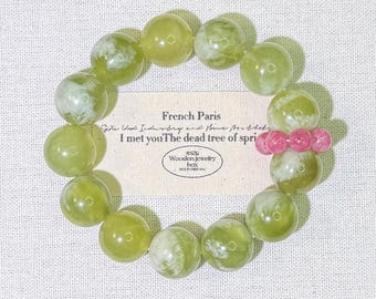 Bracciale in giada Xiuyan naturale da 14 mm, gioiello con vero cristallo di nefrite verde curativa, bracciale con perle grandi e pietre preziose, regalo significativo per lei