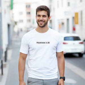 Mens x AI T-shirt | Futuristisch technisch T-shirt | Uniek grafisch shirt voor innovators en creatievelingen | Comfortabel katoenen cadeau