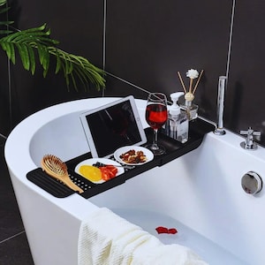 Utdragbar badkarshylla Justerbar badkarshylla Förvaringsställ Expanderbar badrumsorganisatör Badkarstillbehör