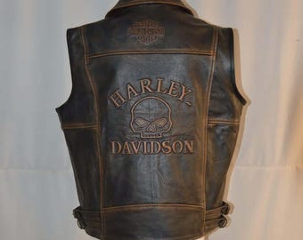 New Harley-Davidson Motorcycle Biker Cowhide Leather Riding Vest For Men White - USA Duty Paid