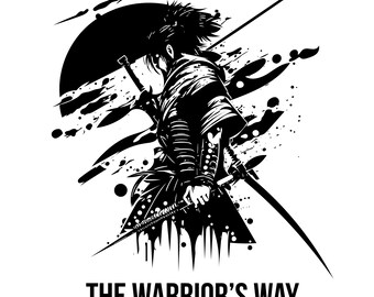 Diseño de katana de guerrero samurái / Gráfico de ropa urbana japonesa (descarga digital)
