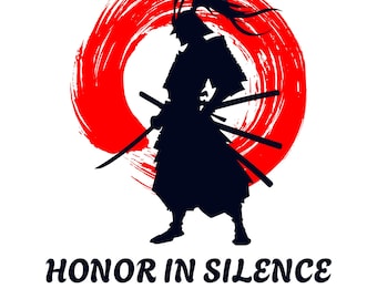 Diseño de camiseta de guerrero samurái / Gráfico de ropa urbana japonesa (Plantilla editable de Canva)
