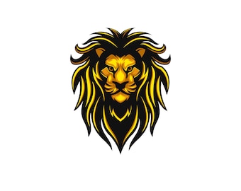 Camiseta con estampado de cabeza de león dorado – Diseño Alpha en negrita PNG (Descarga digital)