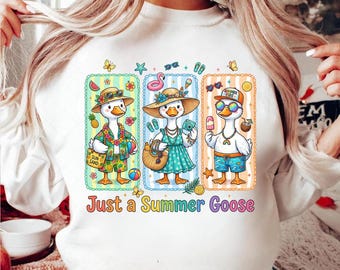 Solo unas vacaciones de verano en la playa con un ganso PNG, diseño de pato tropical divertido (descarga digital)