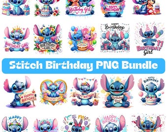 Stitch Cumpleaños PNG, Stitch Cumpleaños Niña PNG, Stitch gorro y globos de cumpleaños PNG, Lilo y Stitch PNG, Stitch Lindo PNG