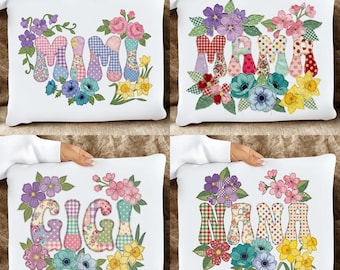 Paquete de imágenes PNG de patchwork floral para mamá, estilo edredón retro, sublimación para el Día de la Madre (descarga digital)