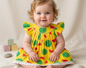 Baby Dress Sewing Pattern, Y2K Girl Pleated Yoke Frock (PDF Download)