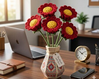 Haakpatroon voor een bloem (PDF), beginnersvriendelijk, doe-het-zelf-tutorial voor huisdecoratie (direct te downloaden)