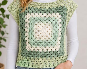Haakpatroon voor een vest in oma-stijl, boho zomertrui (PDF), eenvoudige handleiding (digitale download)
