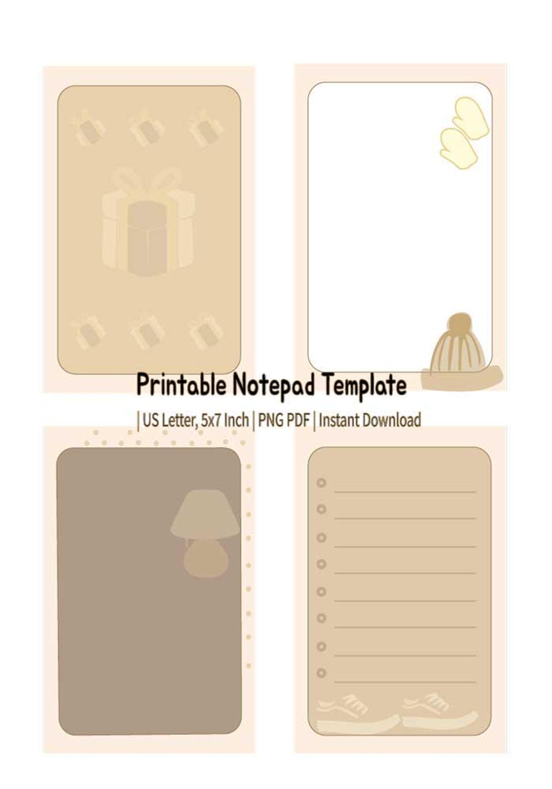 Printable Notepad Template | Instant Download. (PNG/PDF) - Etsy