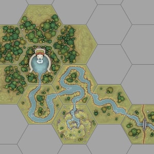 Zestaw 10 kafelków Hexton Hills Elven Shrine – modułowe kafelki mapy drukowane w 3D