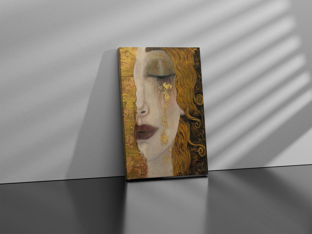 Gustav Klimt Inspired Canvas Wall Art, Gold Woman Portrait Print ...
