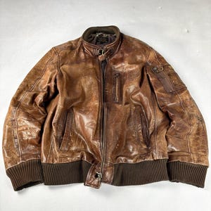 Vtg 80-90er Jahre Gewaschene Distressed Avirex Style Redskins A2 Flight Militärlederjacke Bild 4