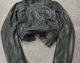 VTG 2000er Jahre Issey Miyake RICK OWENS Typ! Grunge Assymetrische Reißverschluss seltene Lederjacke